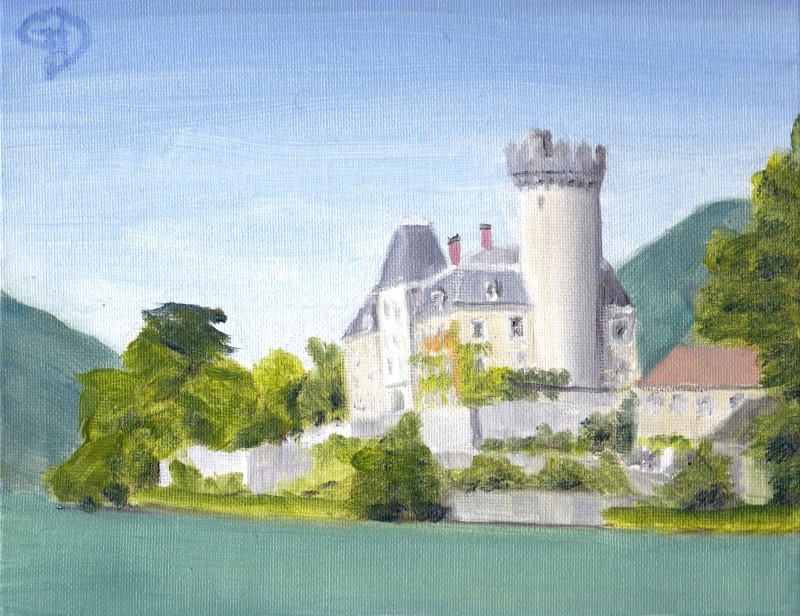 Castle on Lake Annecy.jpg - Castle on Lake Annecy Water-soluble oil on canvas, 6 x 8" (15.2 x 20.3 cm) Completed July 2018